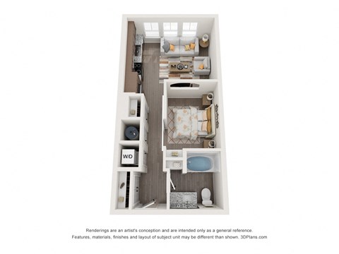 Floor plan for studio, 1 bath, 515 sqft